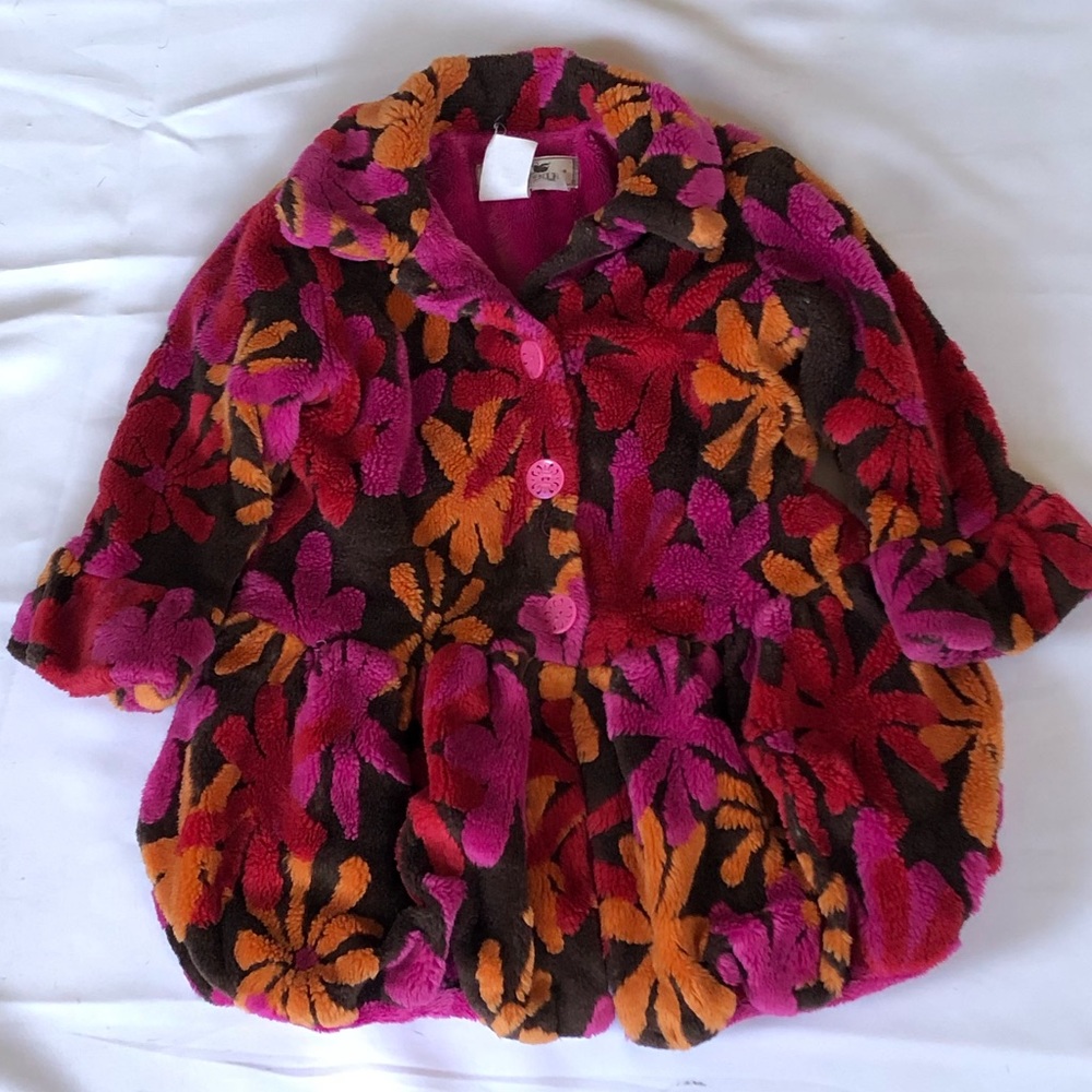 Widgeon little girls faux fur multicolor coat sz 4